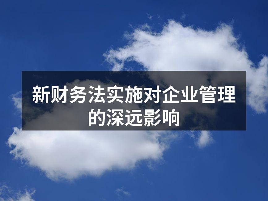 新财务法实施对企业管理的深远影响
